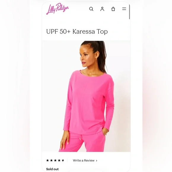 Like New Lilly Pulitzer *SOFT* Bright Pink Karessa SPF 50+Top, Size Medium - Picture 3 of 15